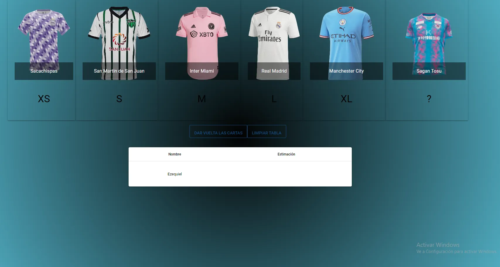 A screenshot of https://t-shirt-scrum-pocker.netlify.app/#/